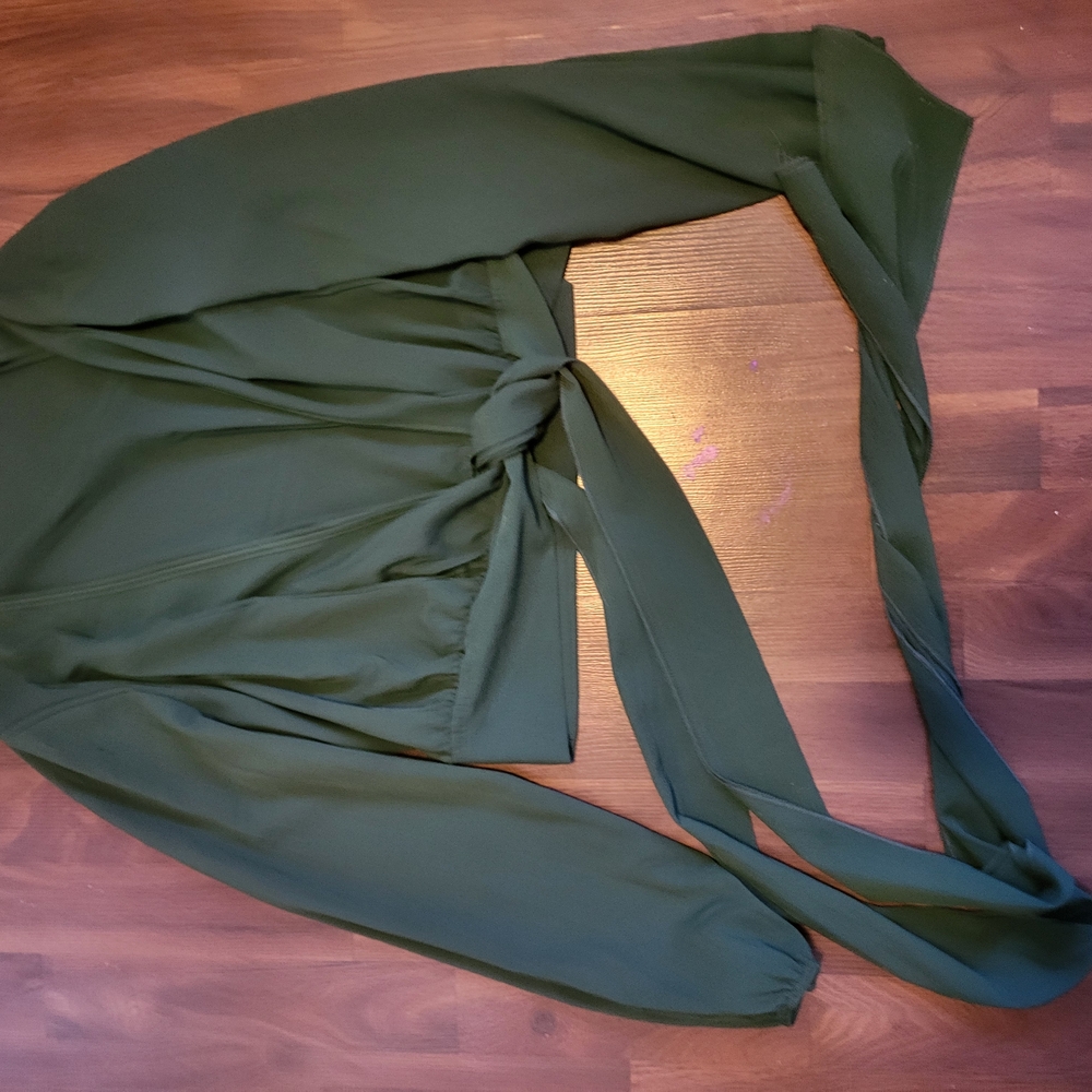 Hunter Green Wrap Blouse